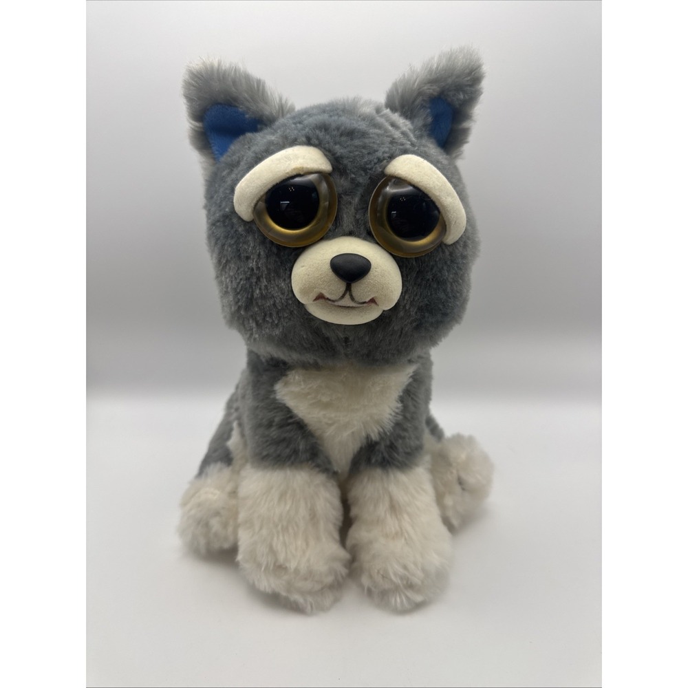 Feisty Pets Plush Dog 9" Grey and white Angry Face Sammy Suckerpunch